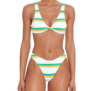 Ralph Lauren White, Green, and Yellow Striped Bikini